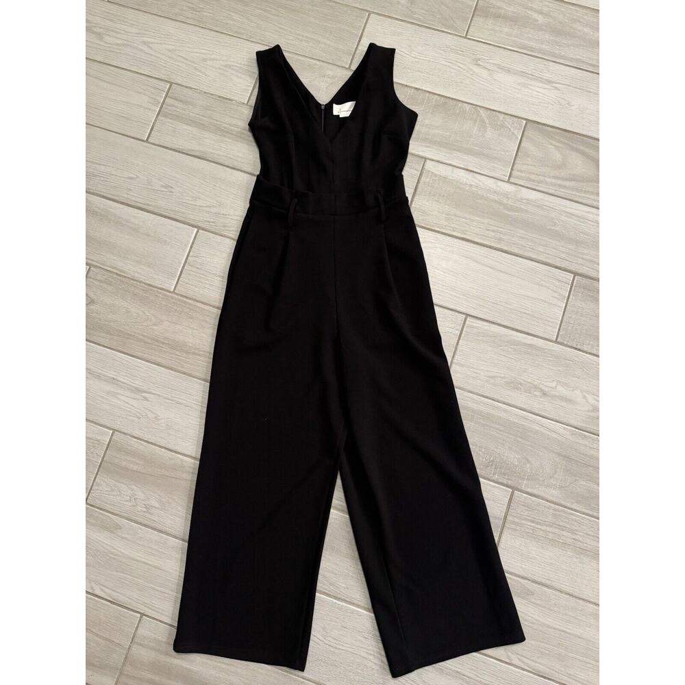Anthropologie Women Black Sleeveless Jumpsuit Wide Leg‎ Size XS V-neck